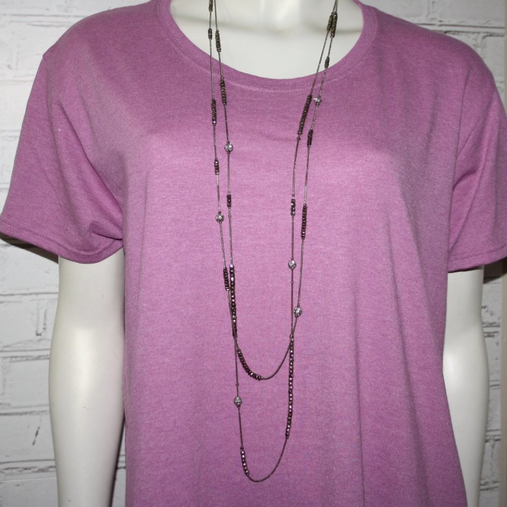 Beautiful long silver and rhinestone necklace by Chico's 40-44"